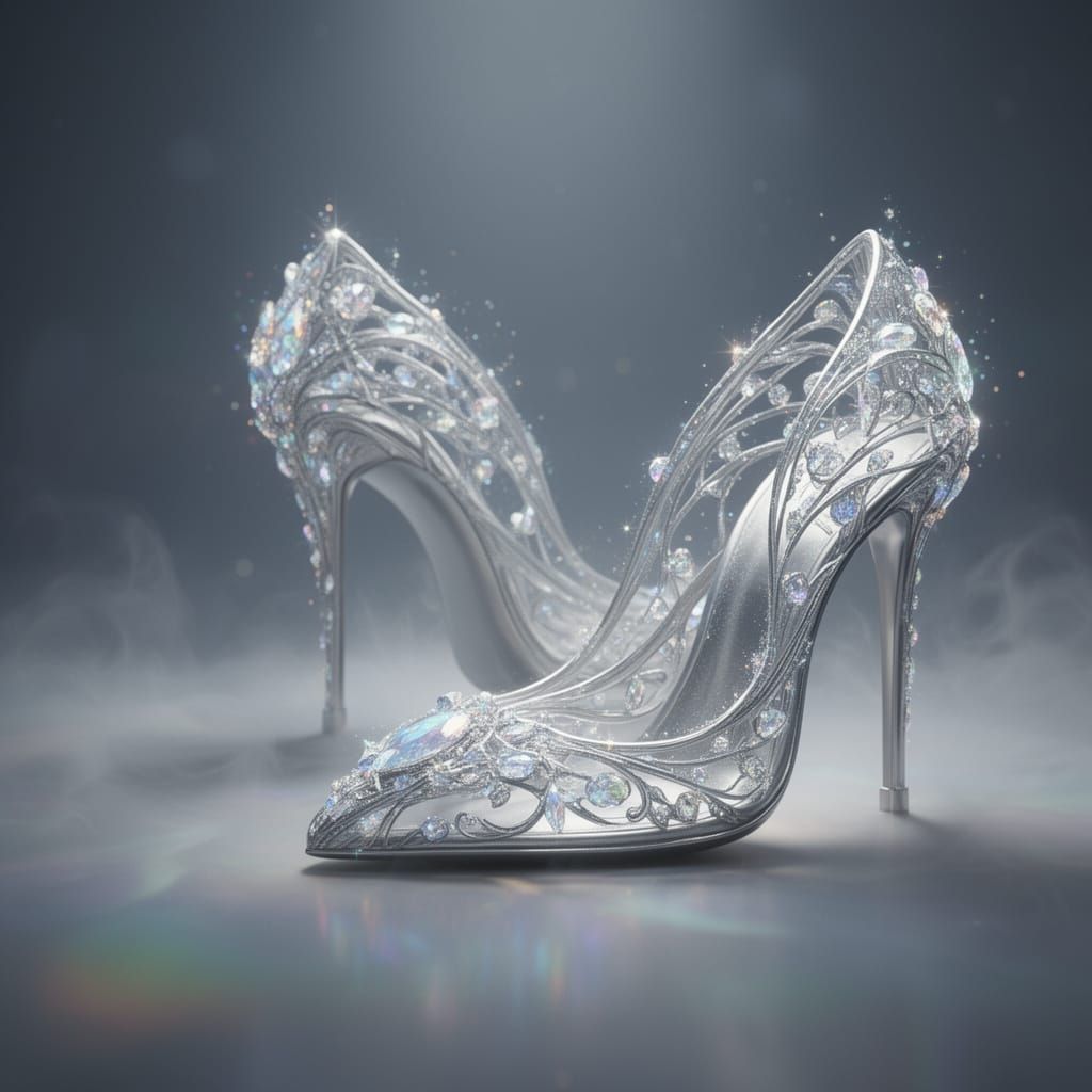 Magical Silver High Heels in High Fashion Style