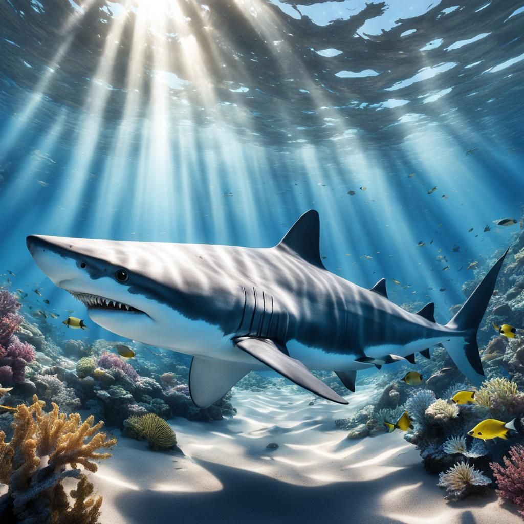 Shark Exfoliation in Psychedelic Sunlight: 3D Render