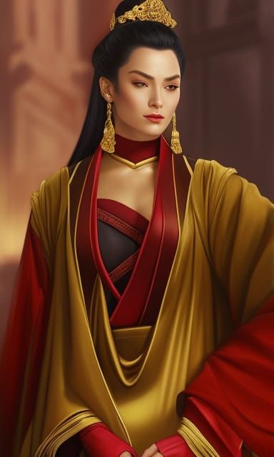 Princess on Throne: Dramatic Digital Portrait