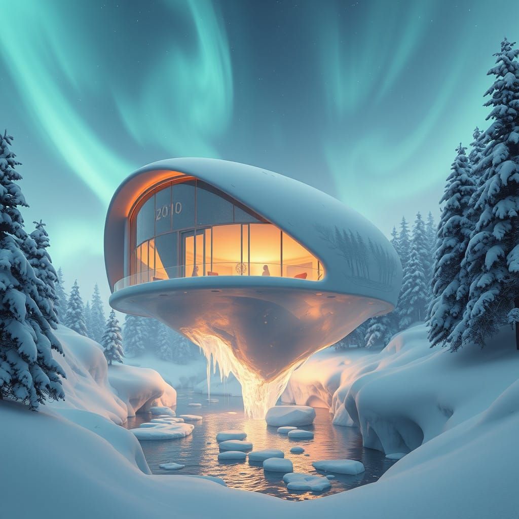 Ethereal Waterfront Estate in Winter Wonderland