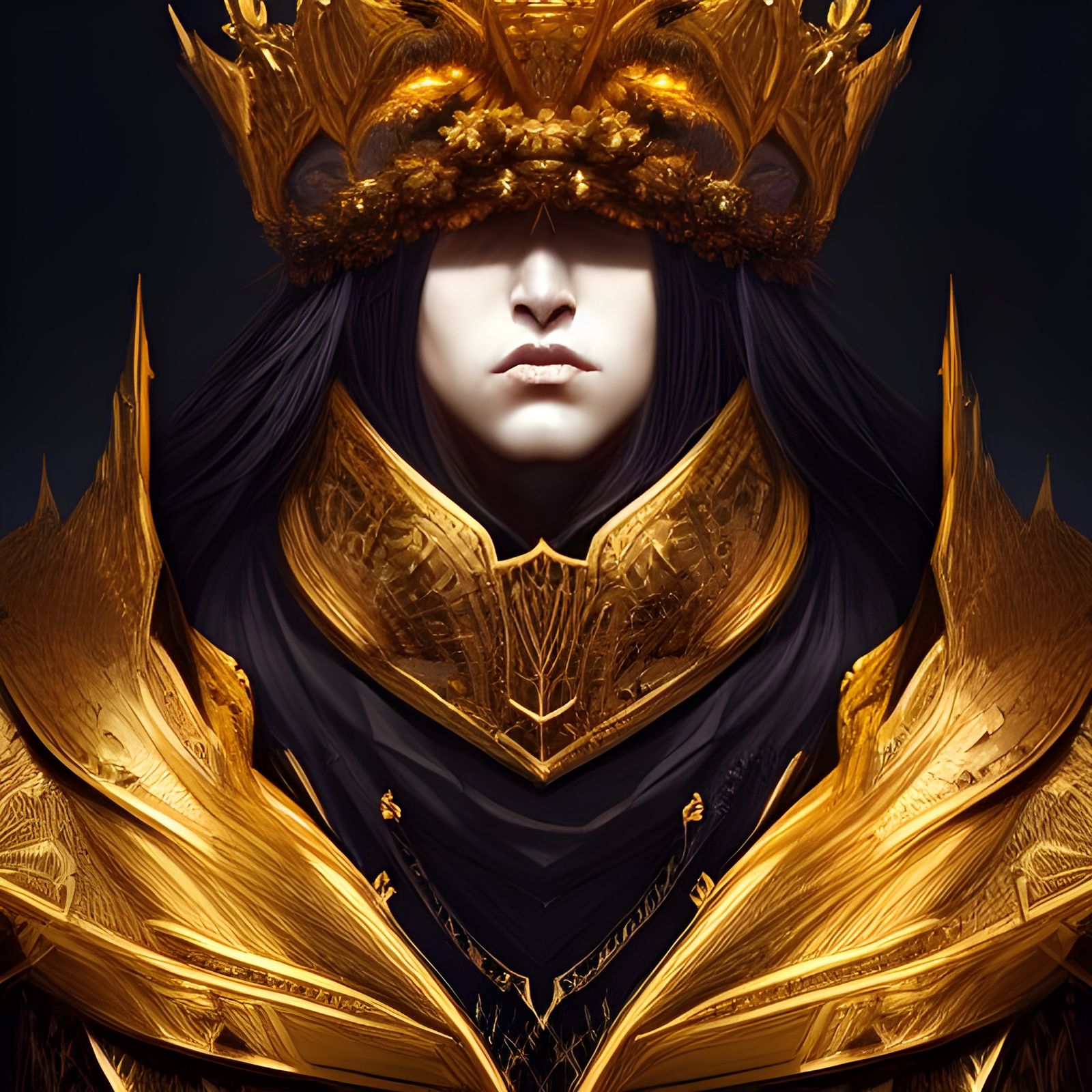 Intricately Designed King in Gold Armor