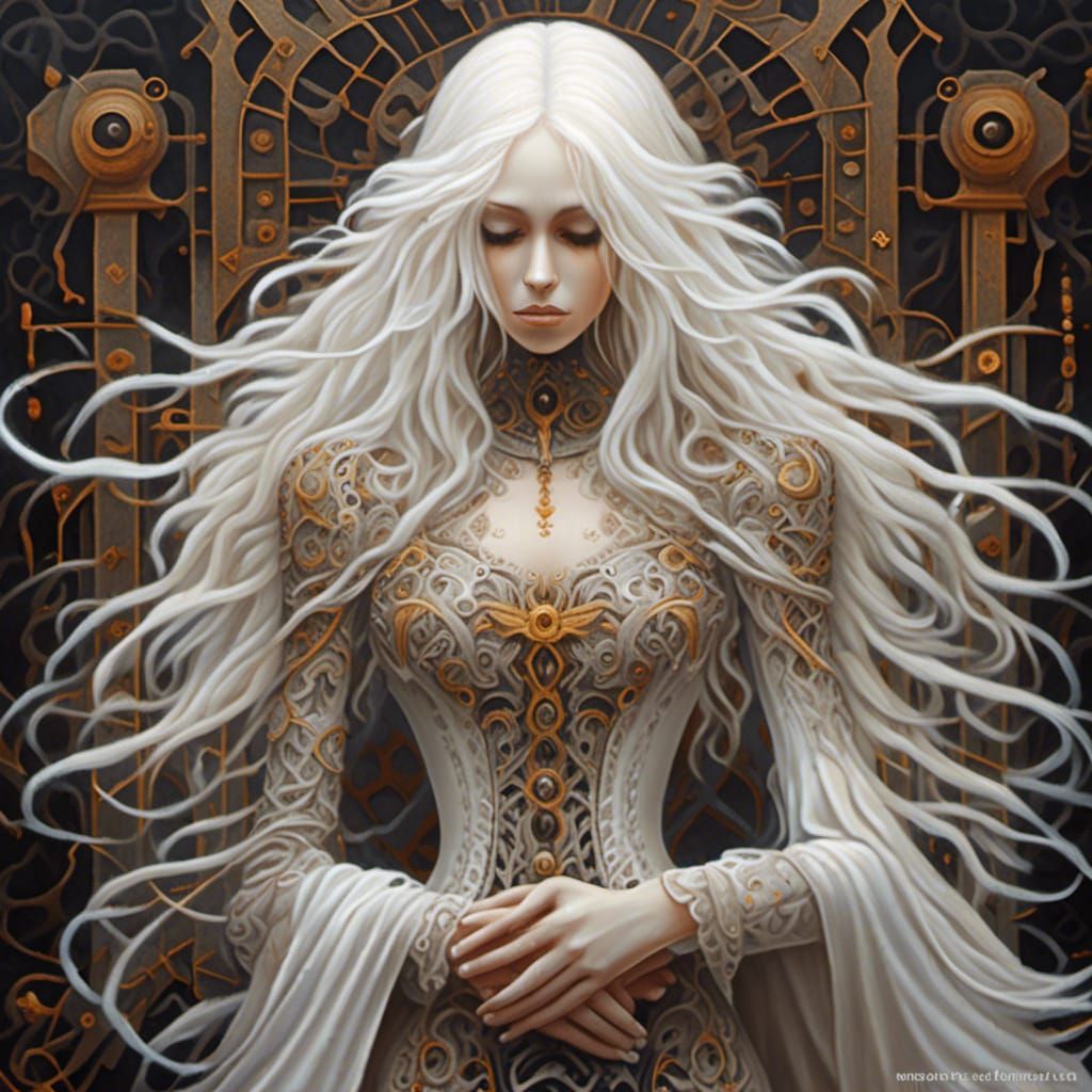 Gothic Steampunk Woman in Ash Embrace Illustration