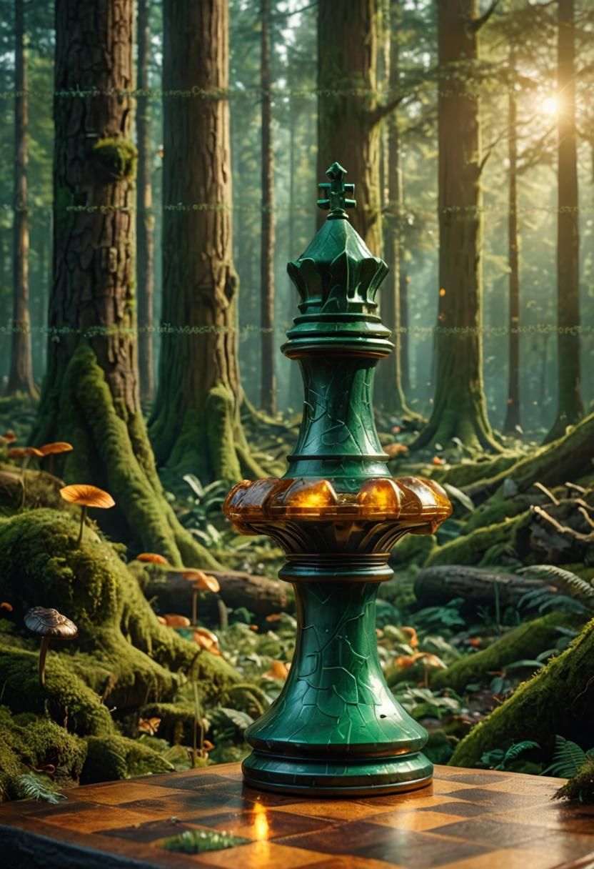 Mystical Forest Chess Piece in Greg Rutkowski Style
