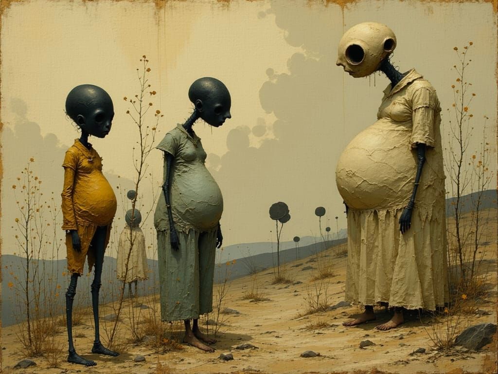 Distorted Human Figures in Kvium-Inspired Style