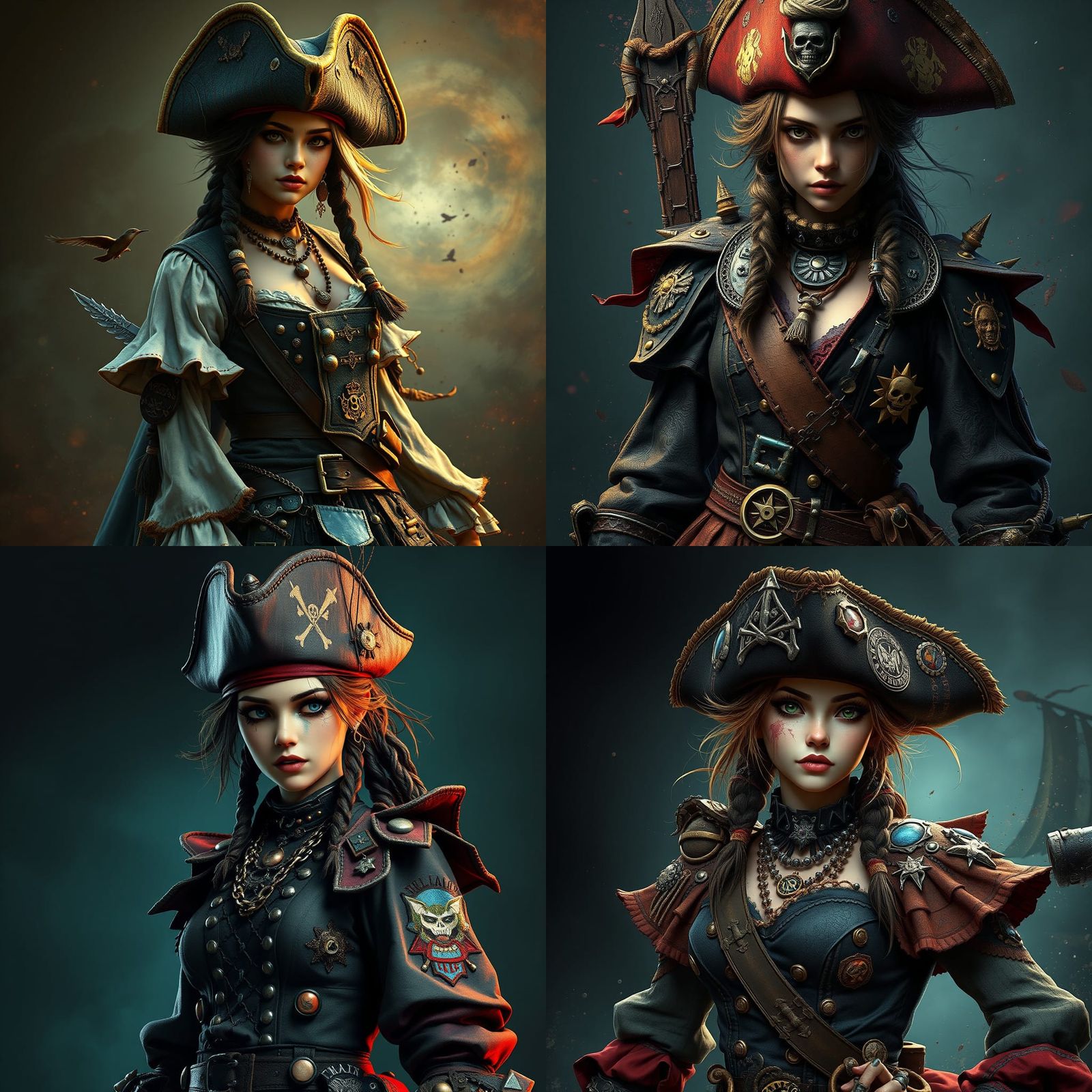 Crust Punk Pirate with Patches: Detailed Matte Painting