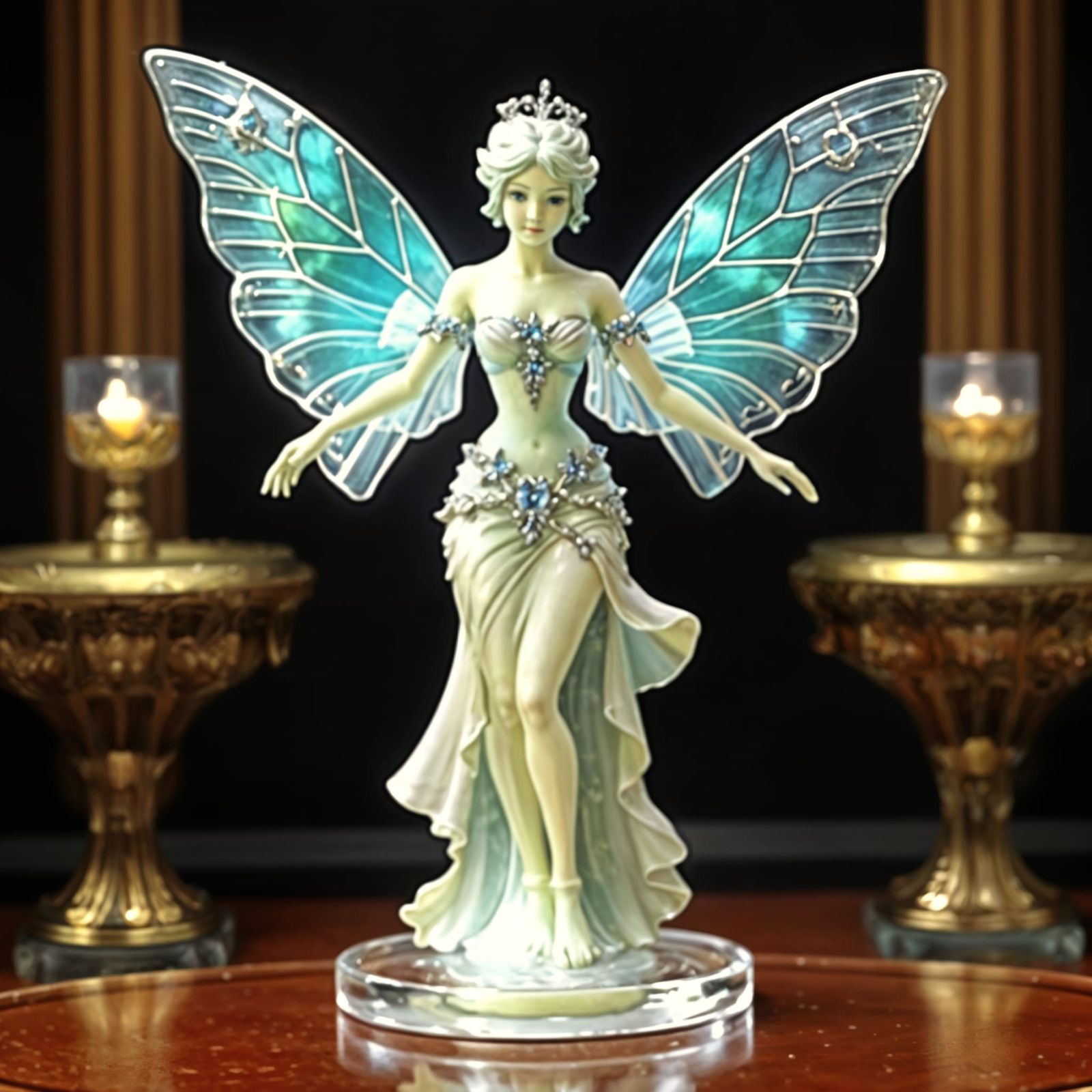 Elegant Lalique-Style Crystal Fairy with Delicate Wings