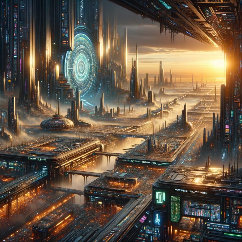 Futuristic Corporation in Digital Matte Painting Style