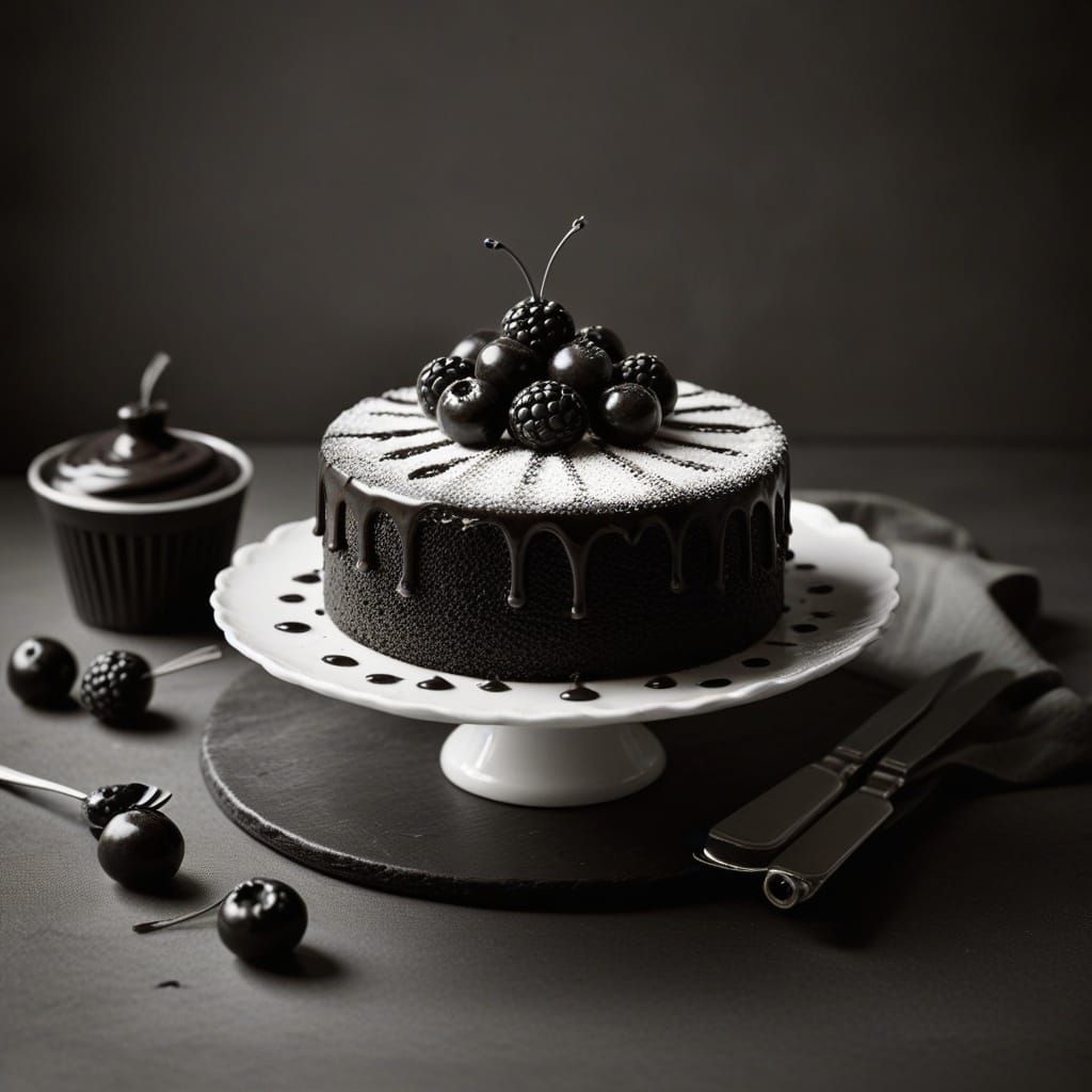 Monochrome Mini Cake Still Life in Film Noir Style