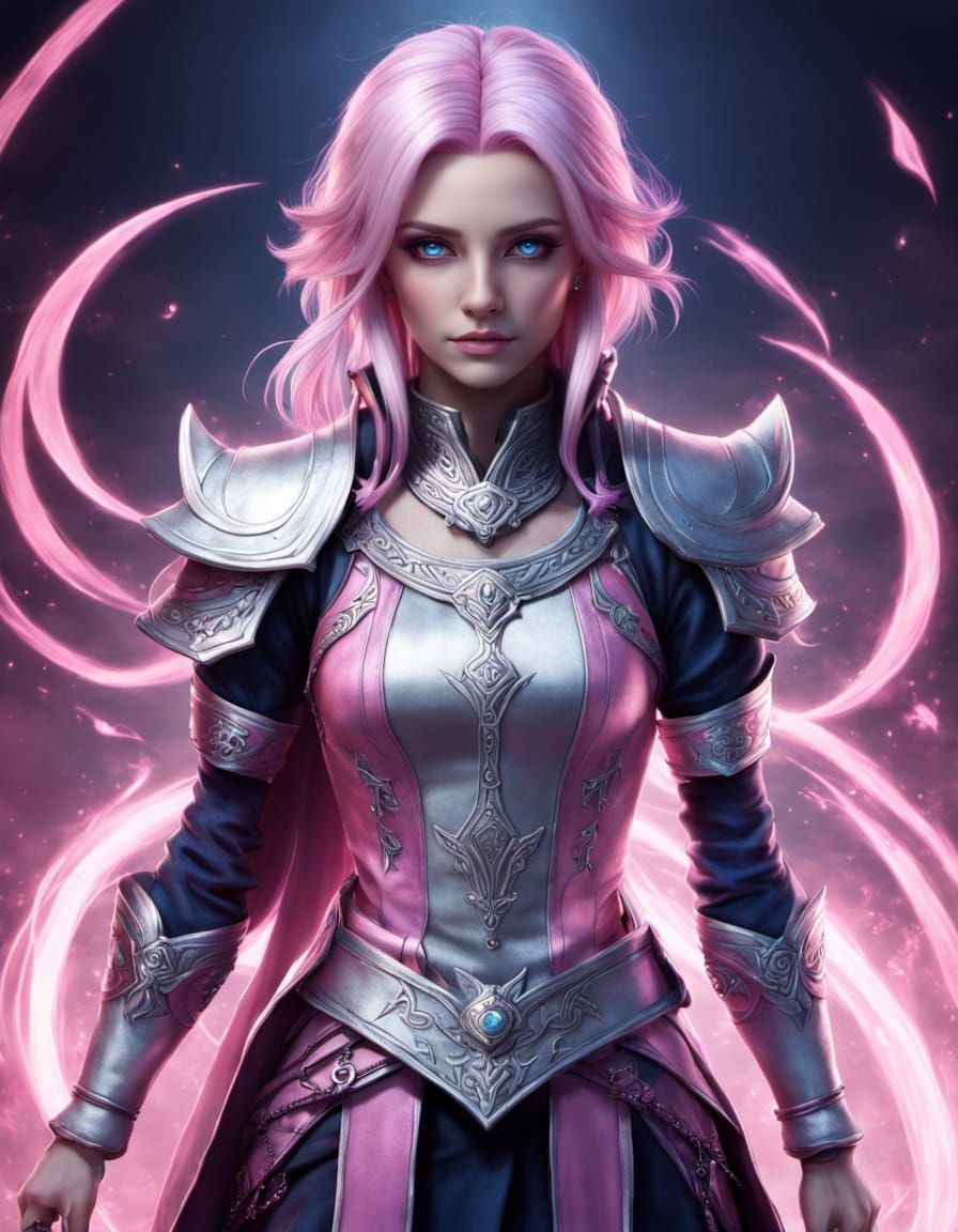 Fantasy Realism: Pink-Haired Mage in Silver Accented Outfit