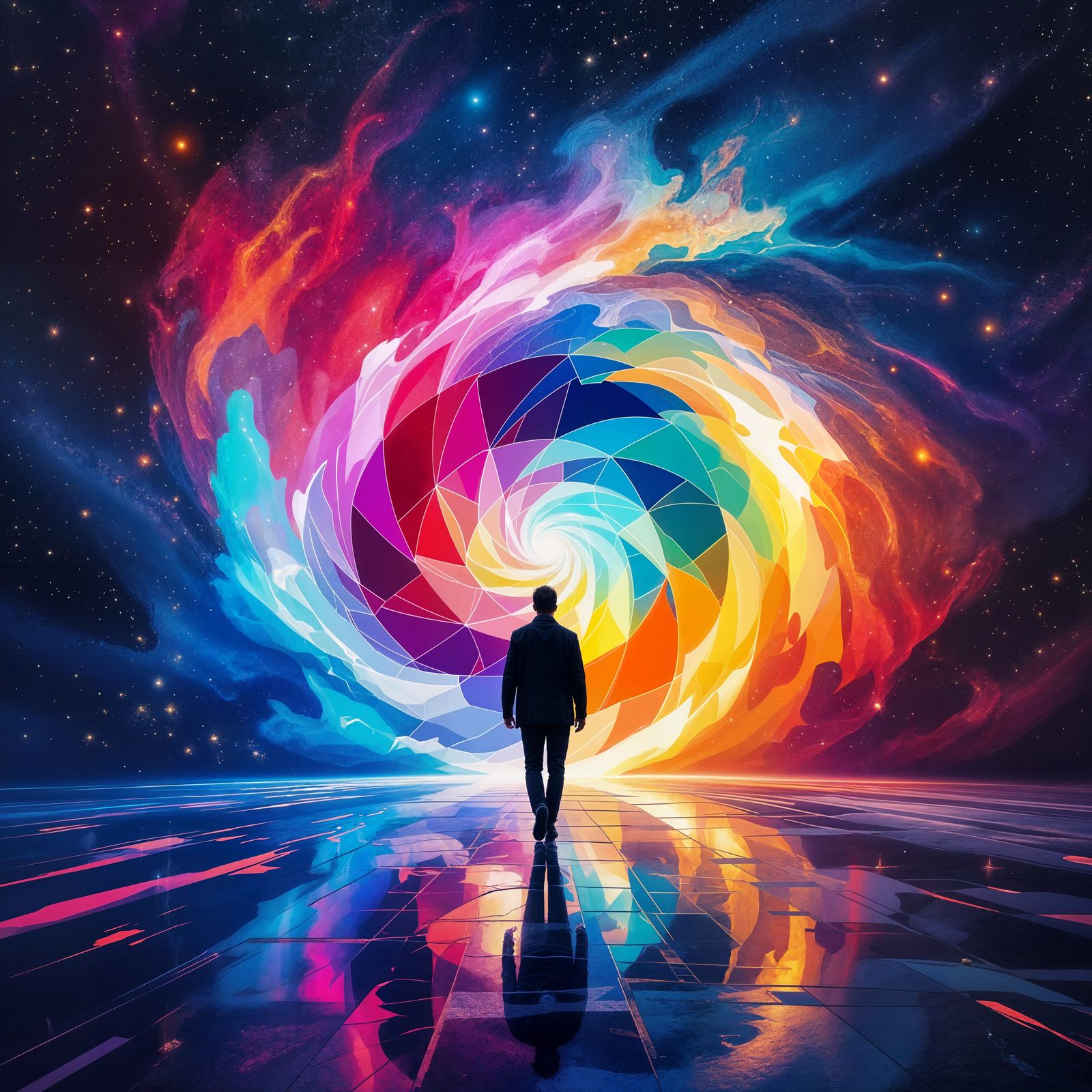 Vibrant Portal to Cosmic Wonder in Surrealist Style