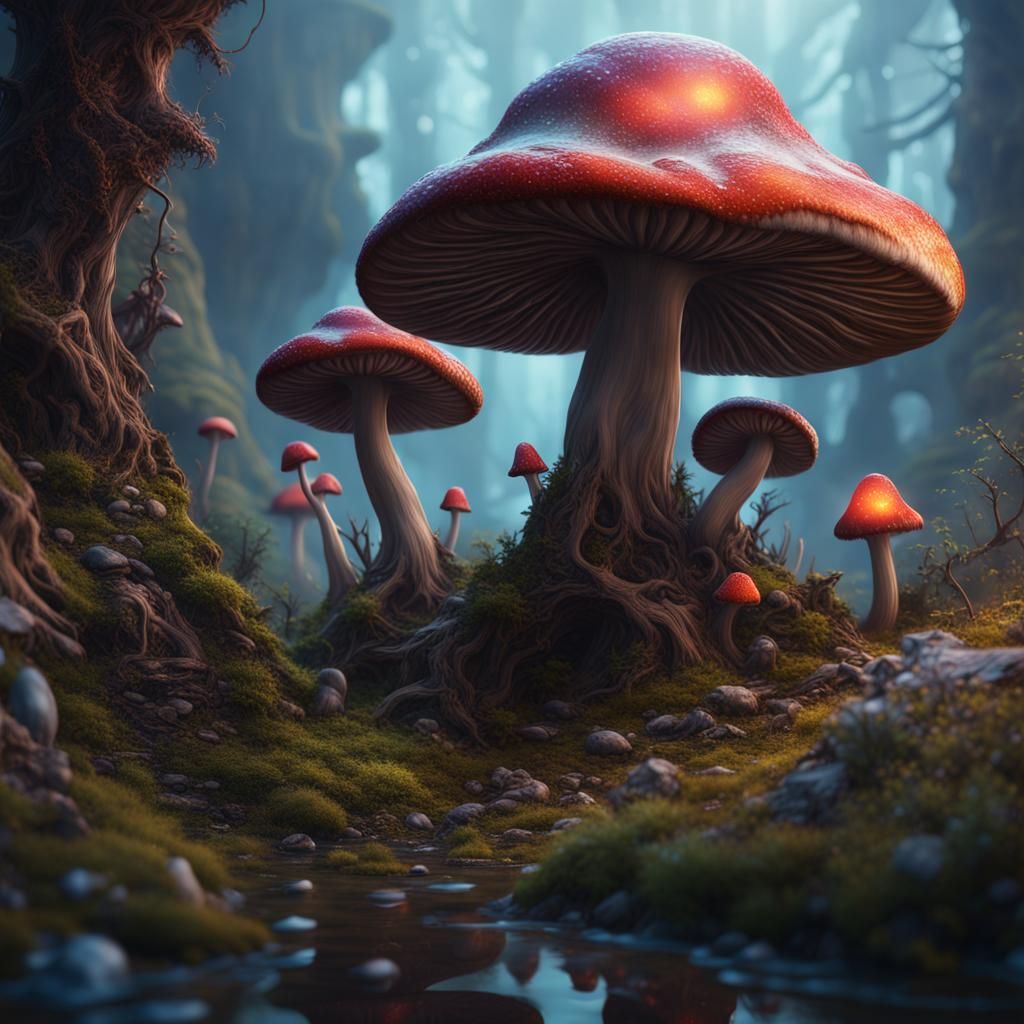 Fantastical Mushroom in Detailed Matte Painting