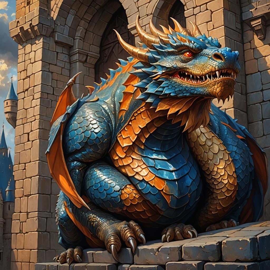 Glistening Dragon Belly in Oil Painting Style