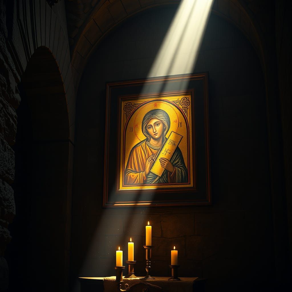 Sacred Golden Glow Illuminates Ancient Orthodox Icon