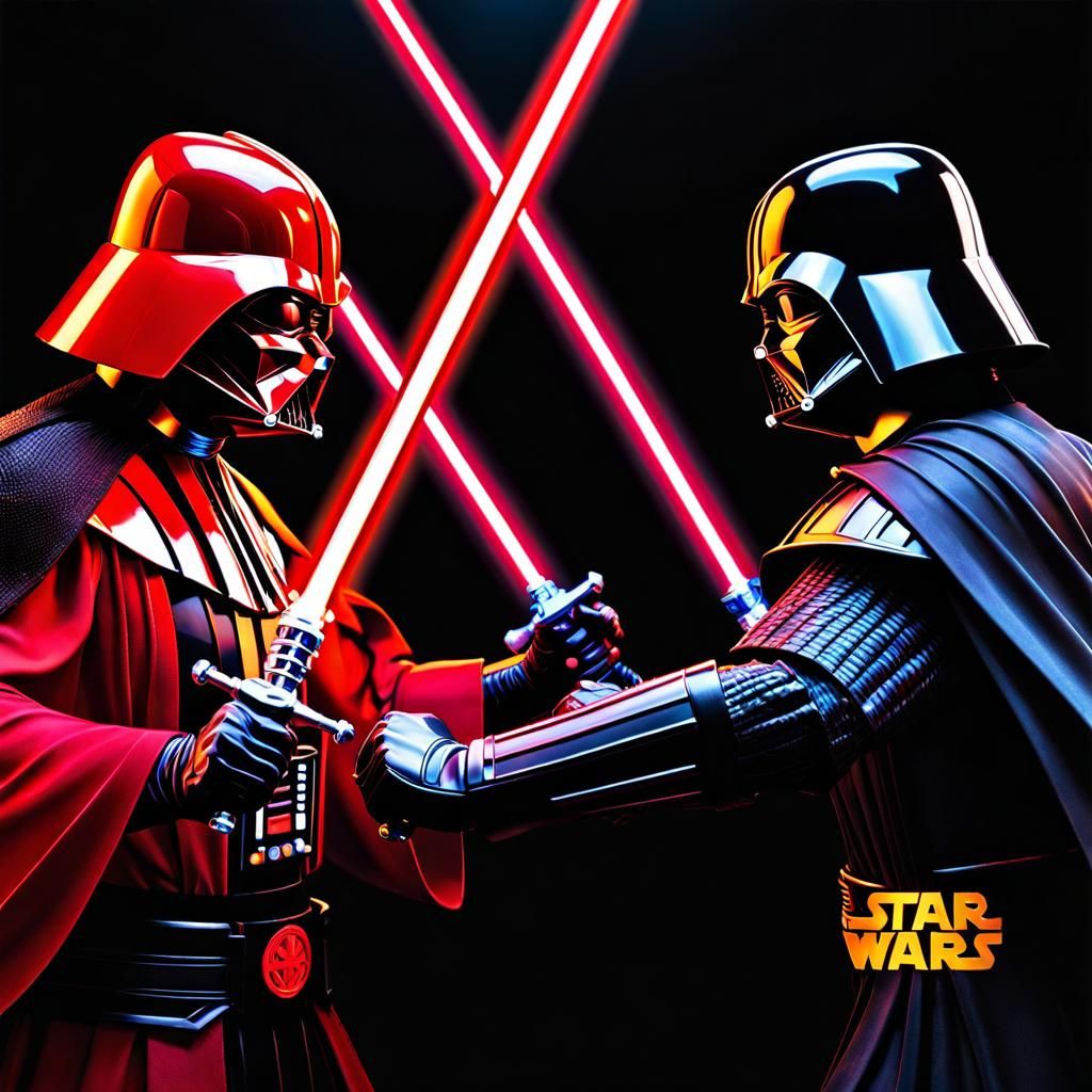 Darth Vader and Darth Maul Duel: Hyperrealistic Art
