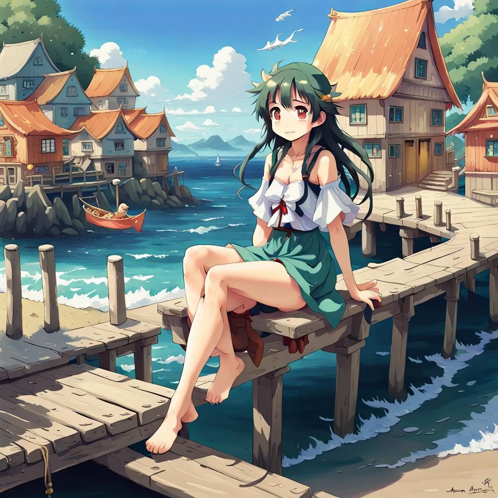 Anime Girl on the Docks
