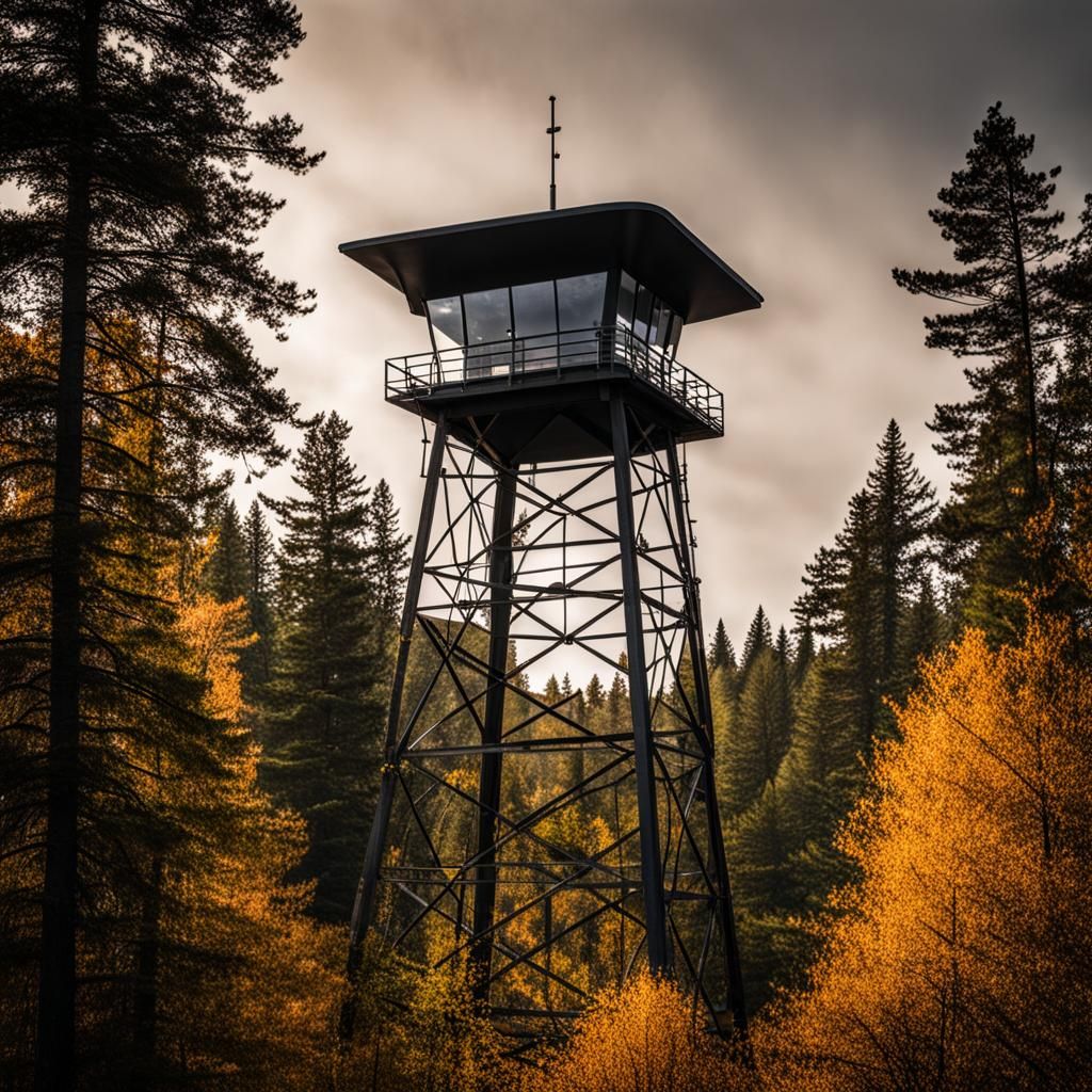 Fire Watch Tower in a Dense Forest