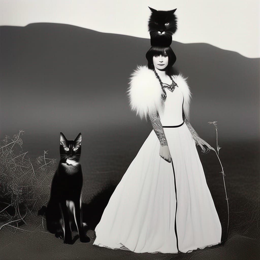 Gothic Cat Priestess Digital Art Portrait