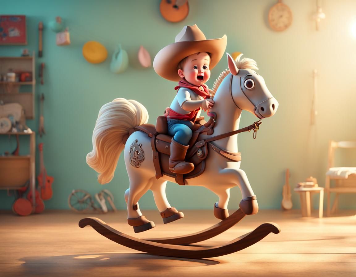 Amoeba Cowboy Toddler in 3D Cartoon Style