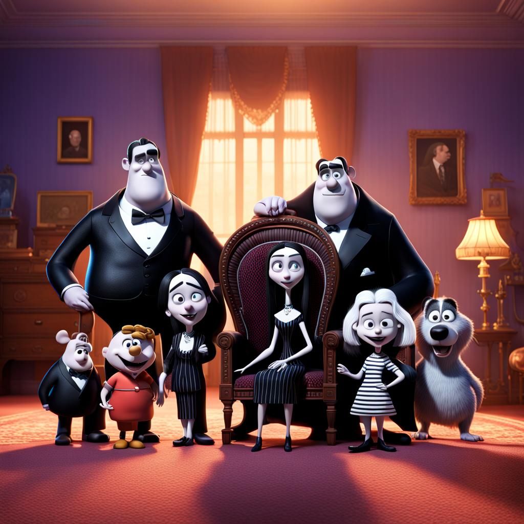 The Addams Family Reimagined as Pixar Characters