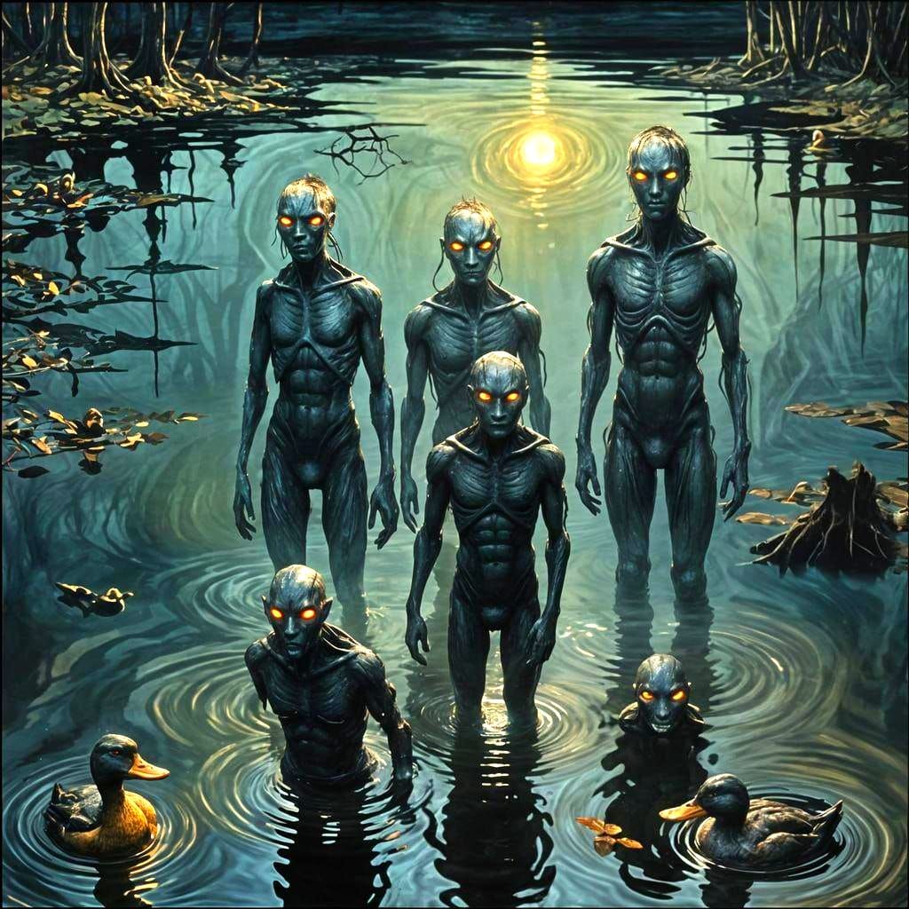 Child-like Figures in Water: Expressionist Nightmare