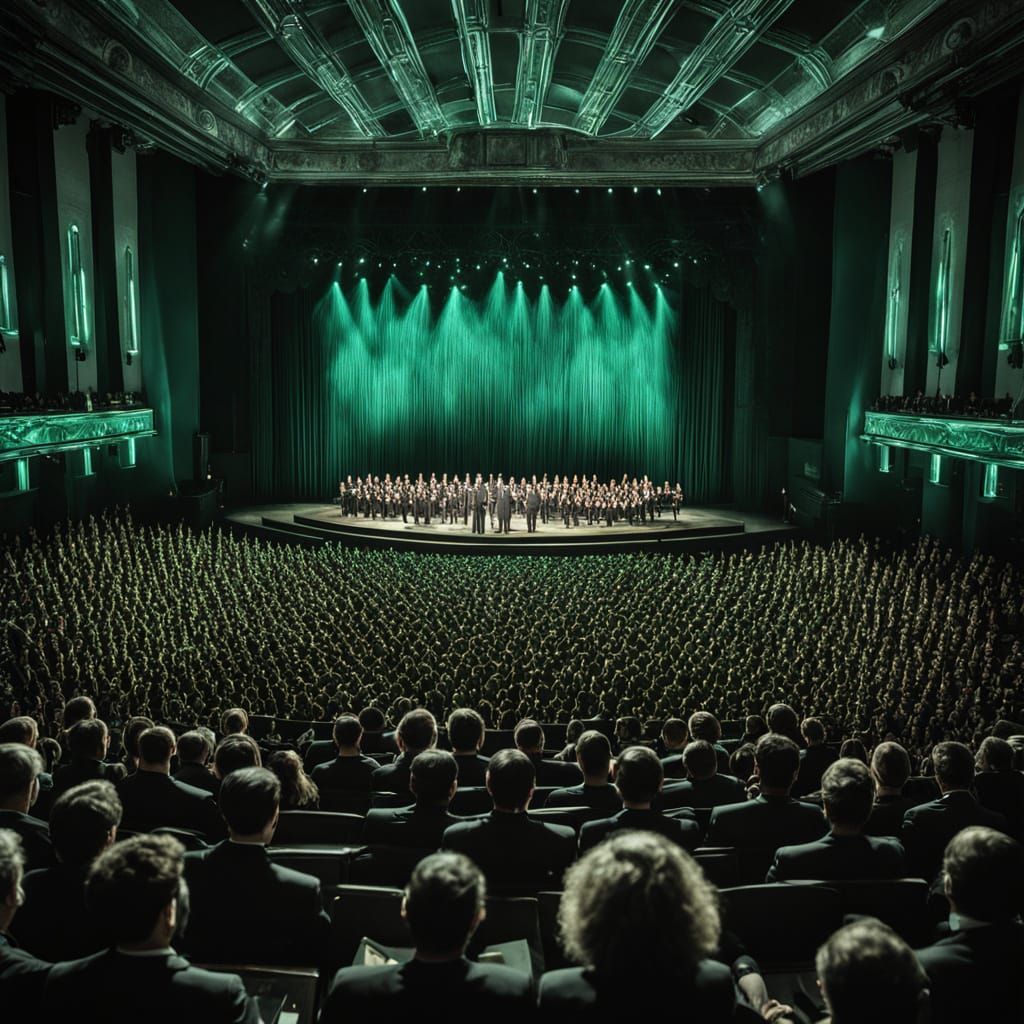 Mass Choir Performing on Stage in Art Deco Hall