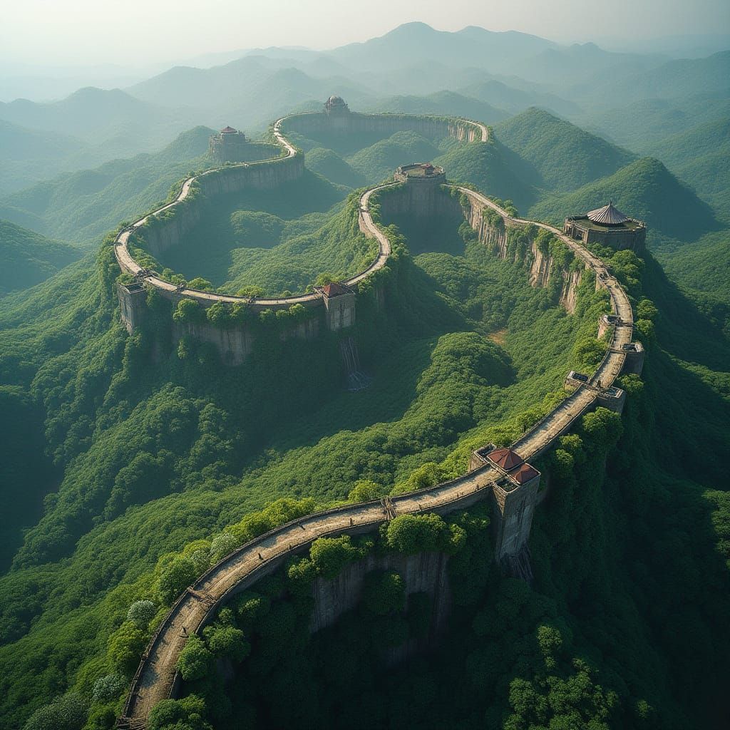 Aerial View of Great Narra Walls in Digital Art Style