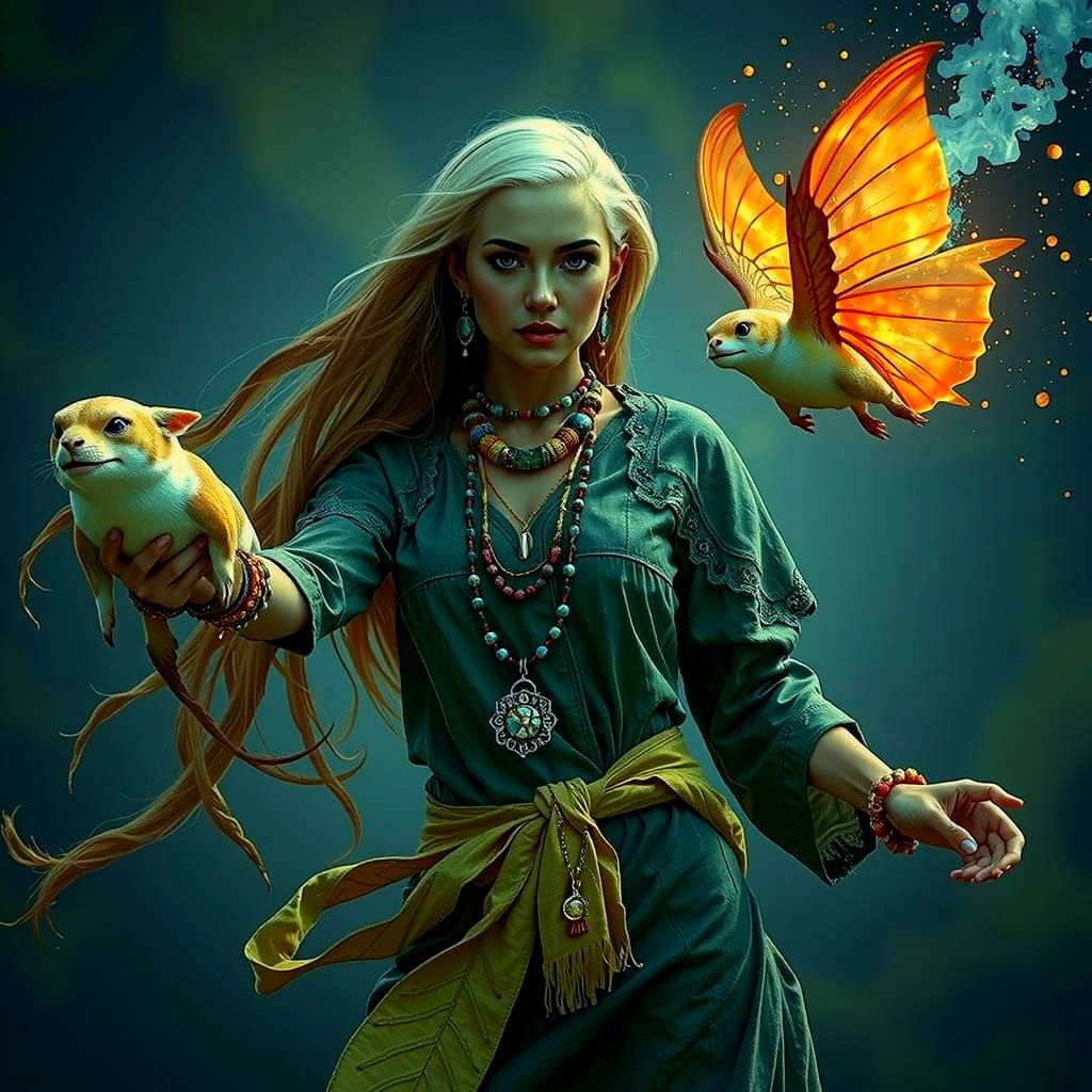 Photorealistic Woman with Auburn Hair in Earthy Tones