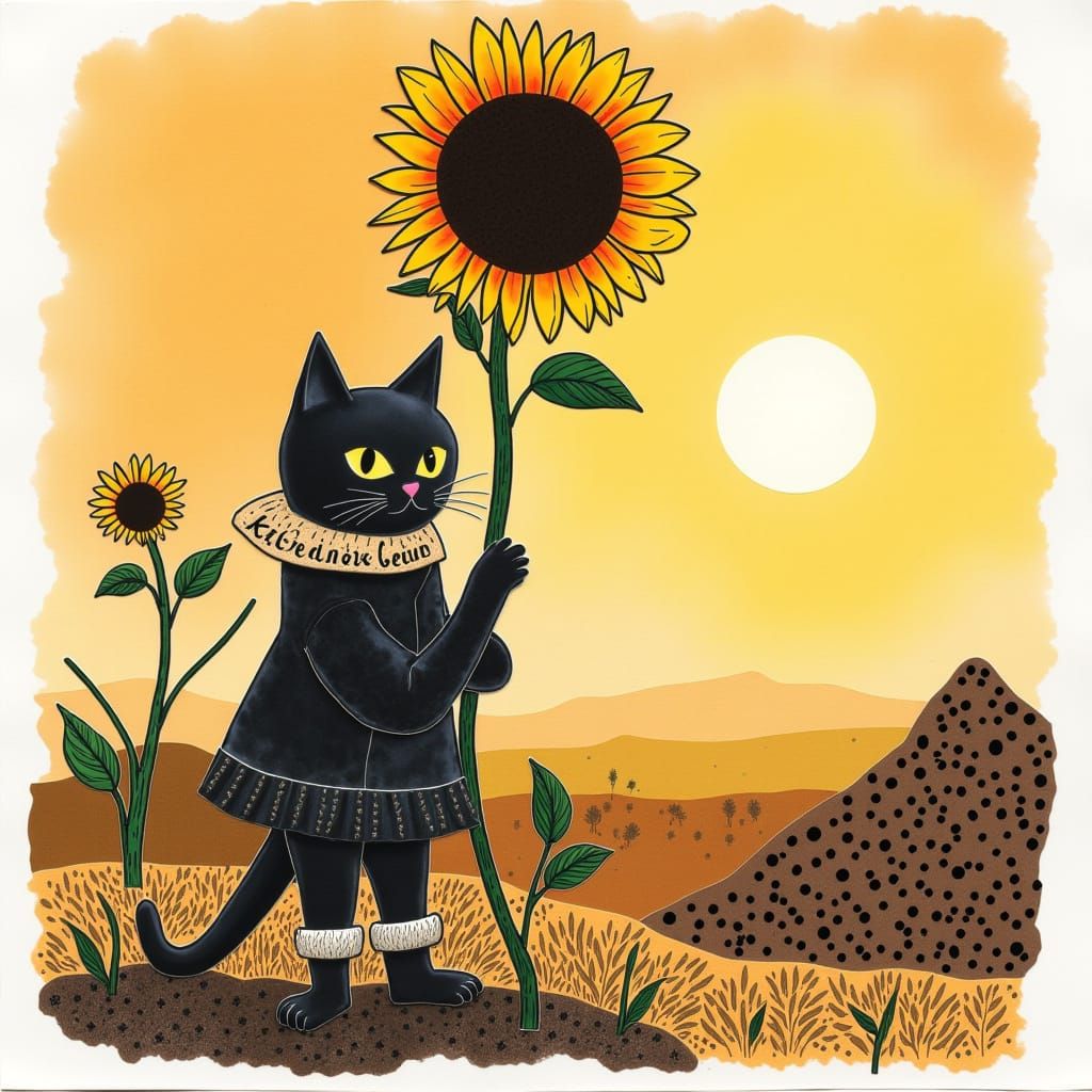 Kitten's Adventures: Watercolor Illustration of a Cozy Kitte...