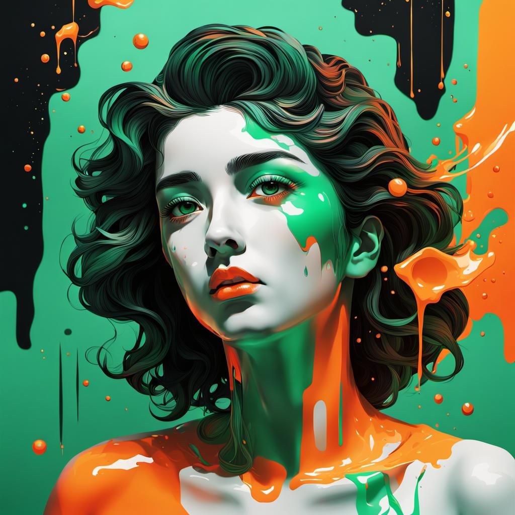 Vaporwave Venice Masterpiece in Orange, Black, and Green