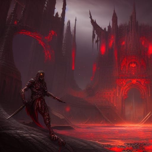 Fantastical Blood Sword in Detailed Matte Painting