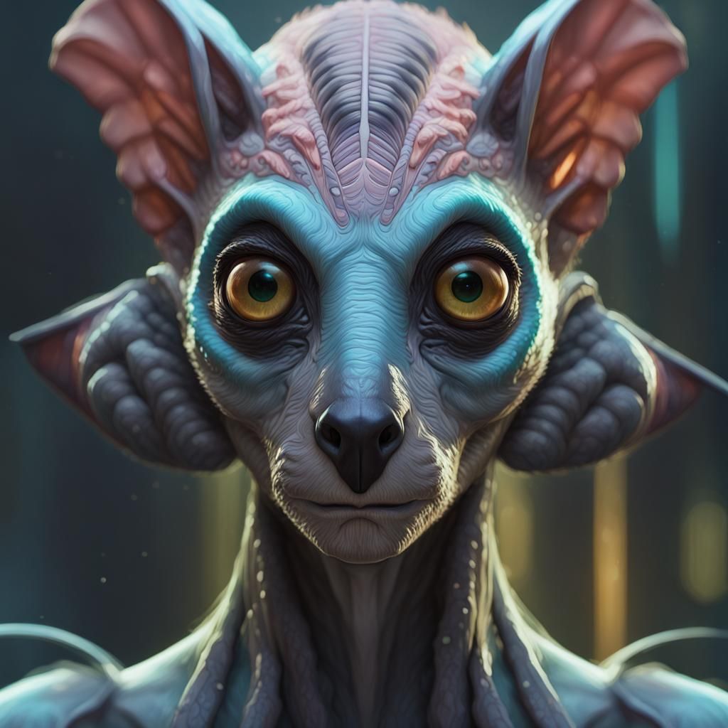 Exotic Alien Hybrid Portrait in Hyperdetailed Style