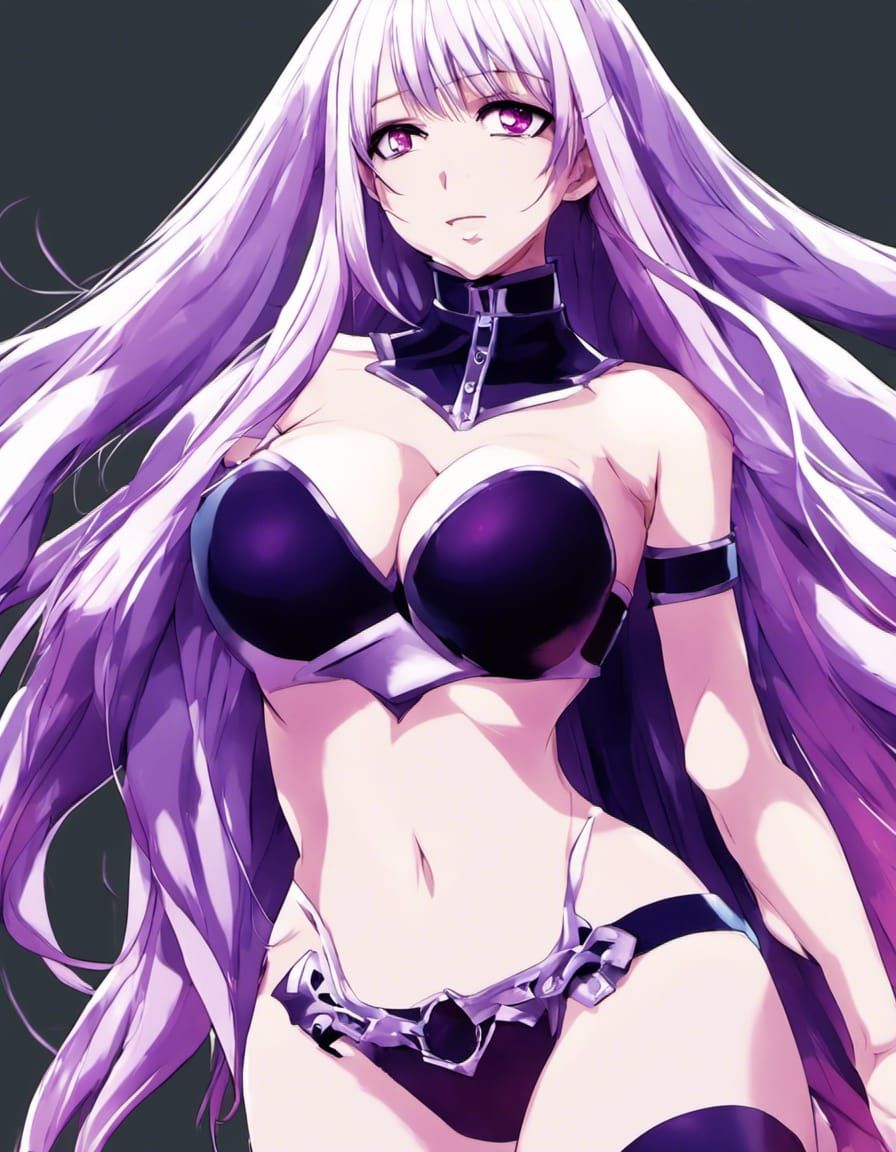 Anime Woman in Purple: Manga Art Style