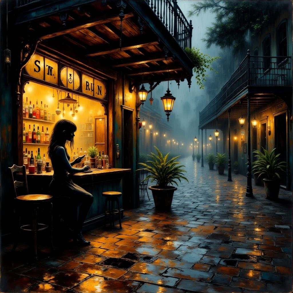 Golden Glow of a Rainy New Orleans Evening