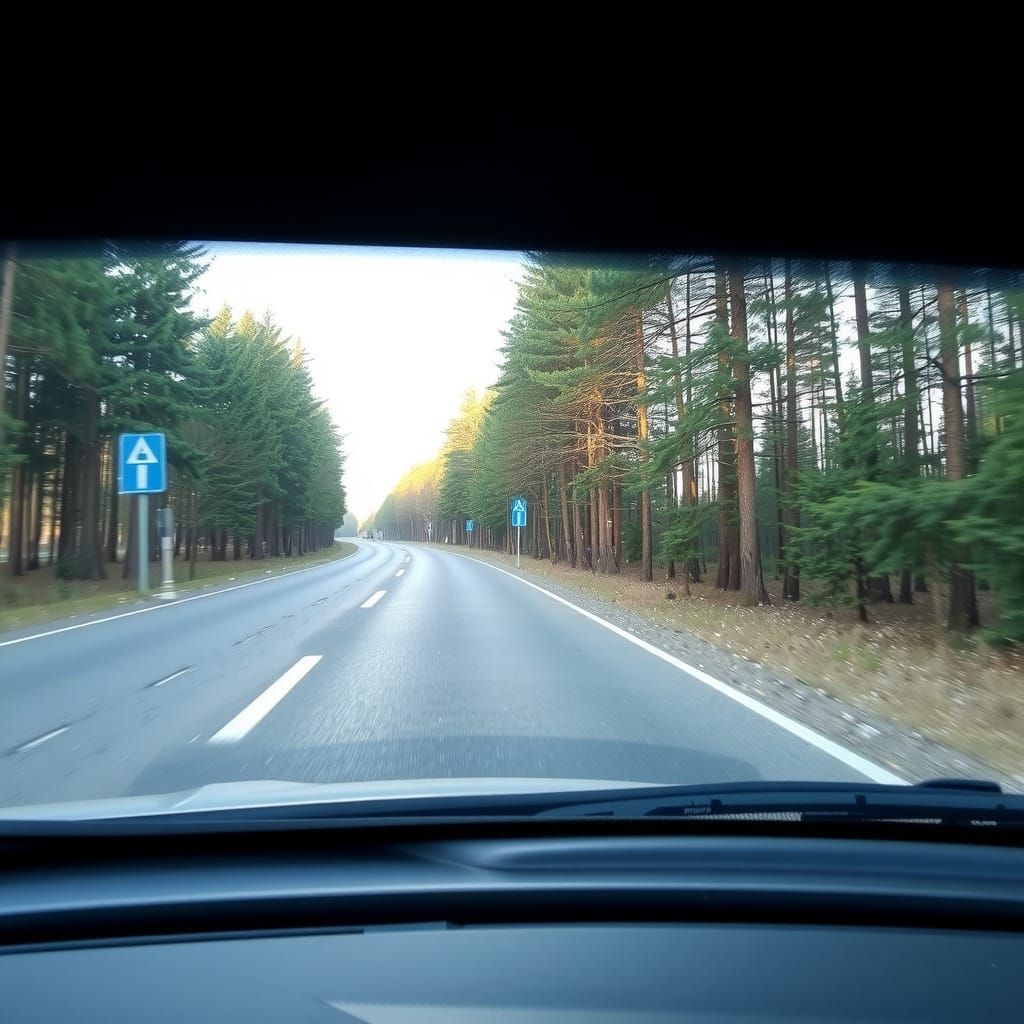 Russian Spring Landscape from a Car Window