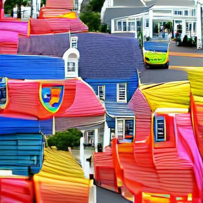 Charming Cape Cod Houses in Colorful Street Scene