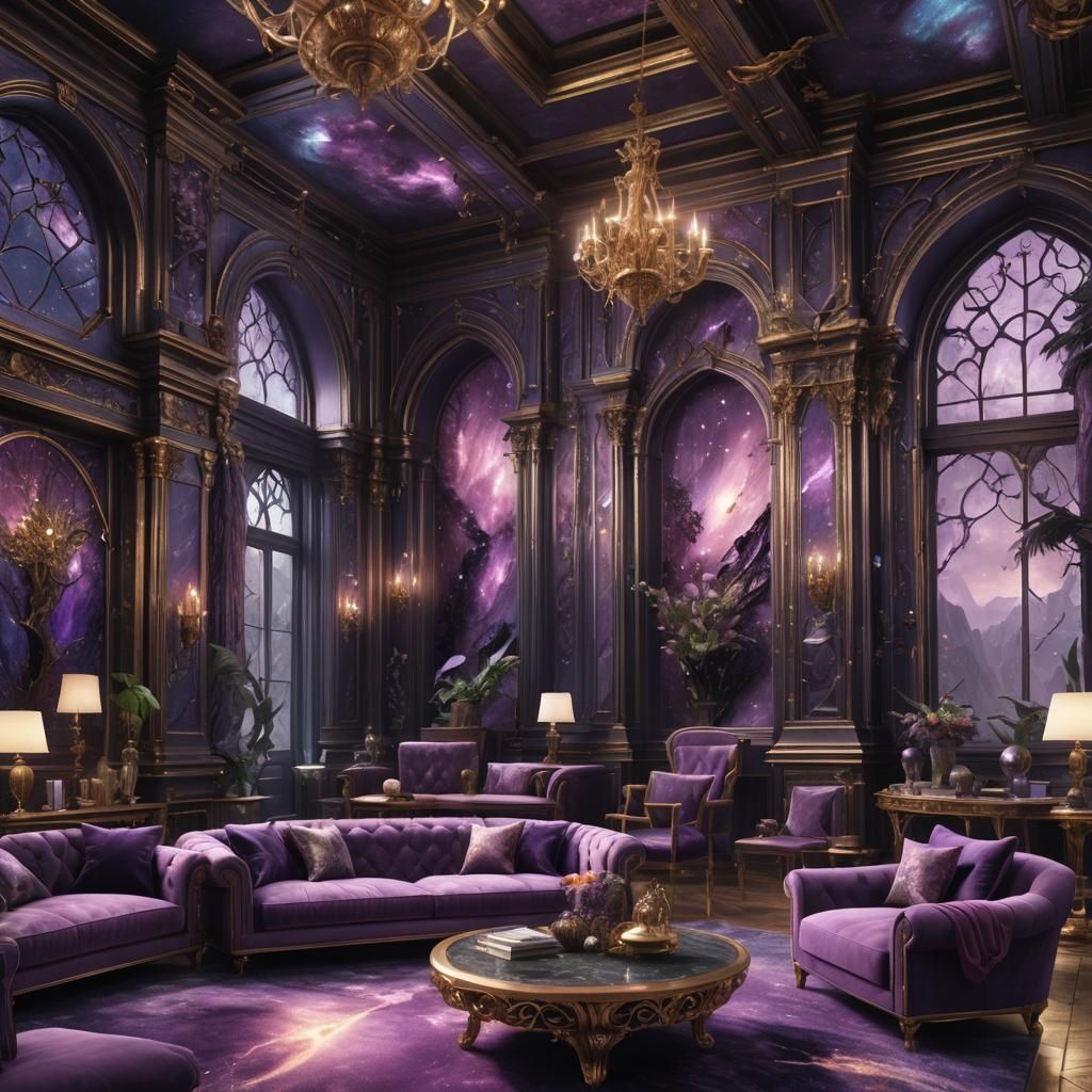 Fantastical Purple Labradorite Living Room in Detailed Matte...
