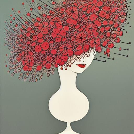 Floral Pattern Illustration in Bold Surrealist Style