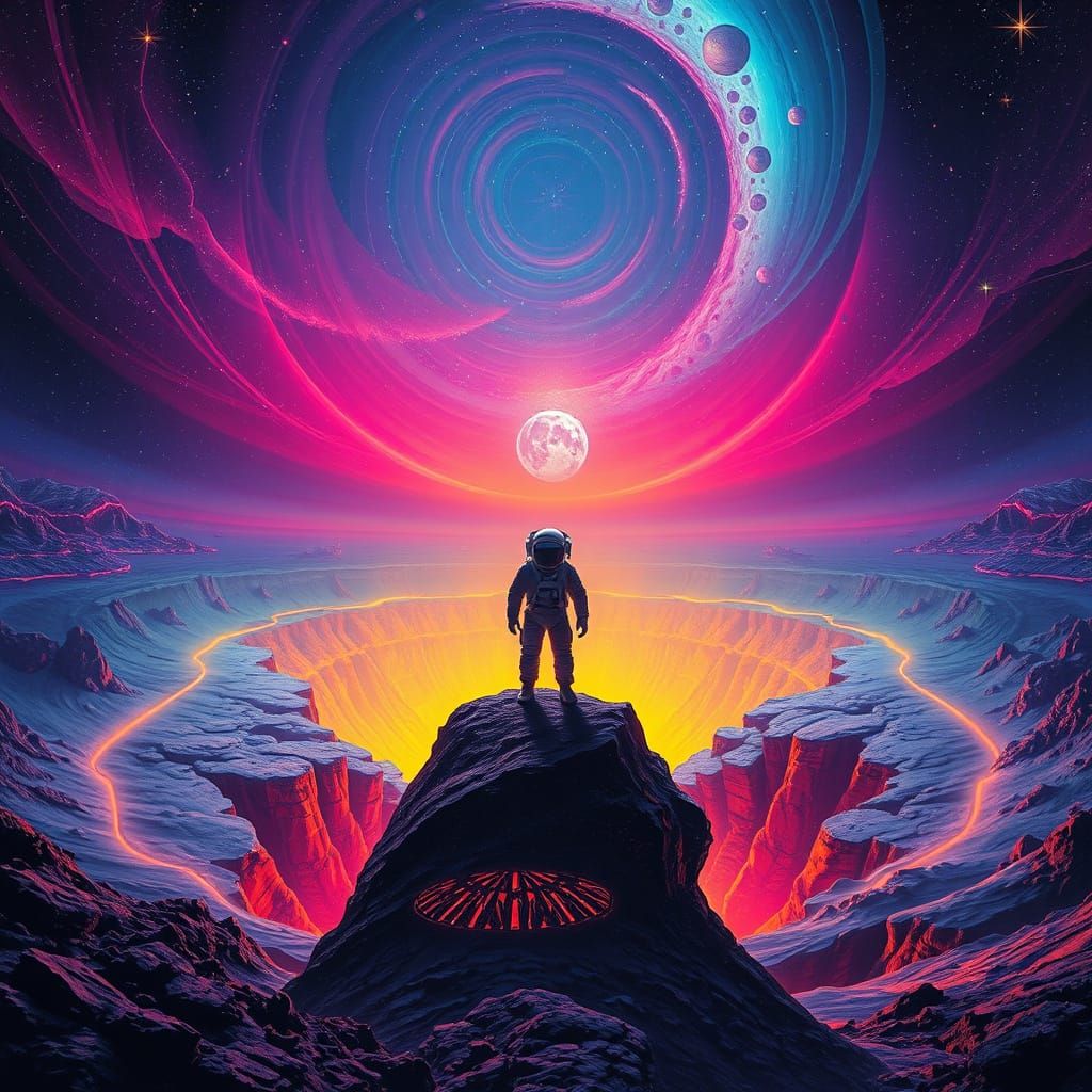 Cosmic Landscapes in Vibrant, Neon Hues