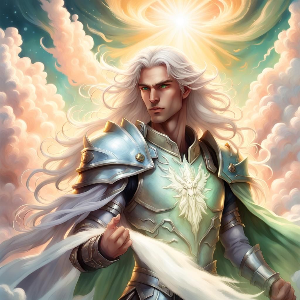 Aasimar Paladin in Divine Light: Fantasy Art