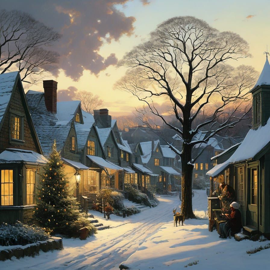 Surreal Winter Wonderland Scene with Majestic Christmas Tree...