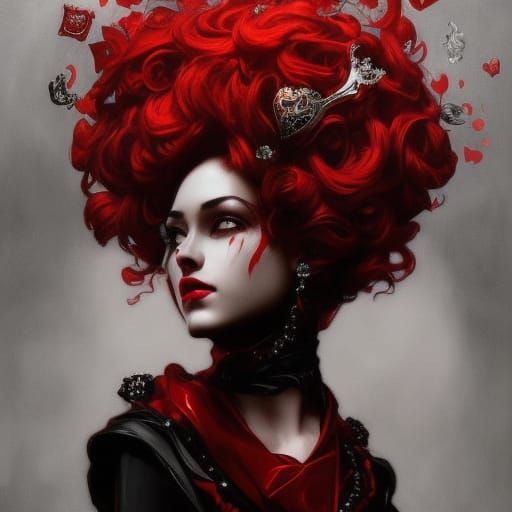Ominous Queen of Hearts Portrait in Artgerm Style