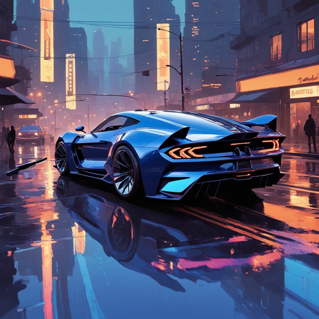 Metallic Blue Shelby Supercar at Dusk