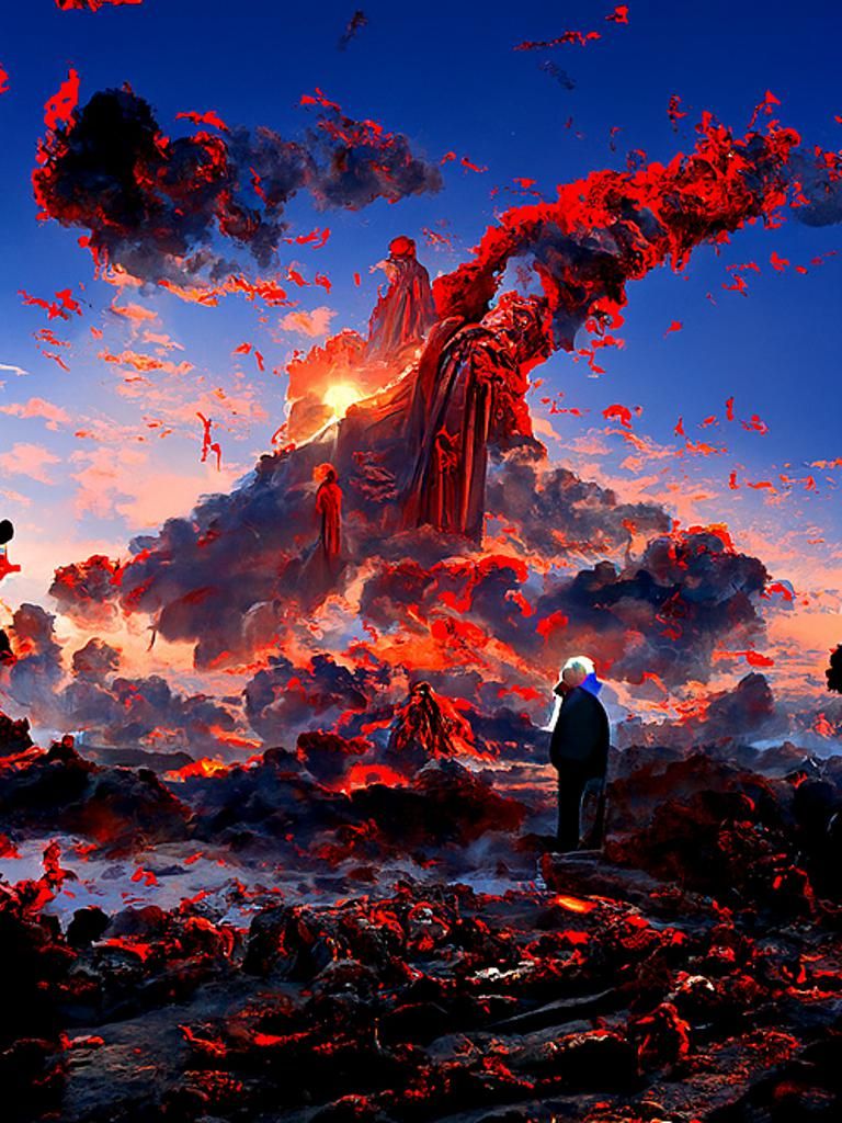 Bernie Sanders at Heaven's Gate: A Digital Illustration