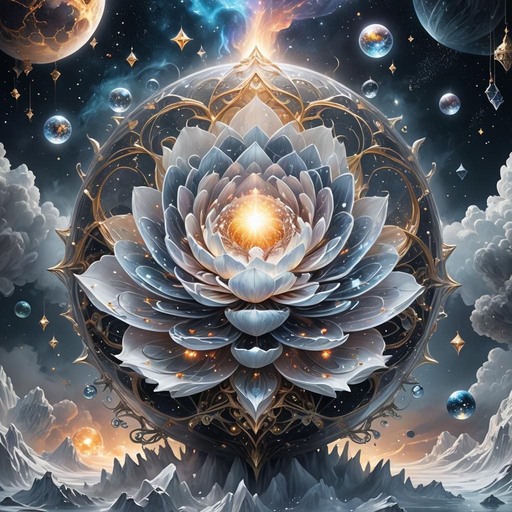 Sparkling Crystal in Starry Sky Digital Painting