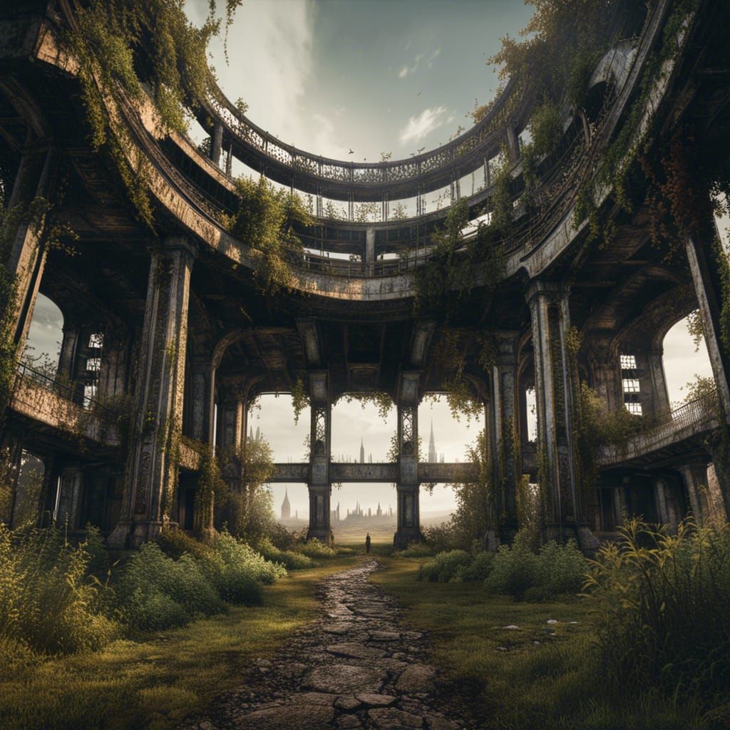 Post-Apocalyptic Landmark in Detailed 8K Photography