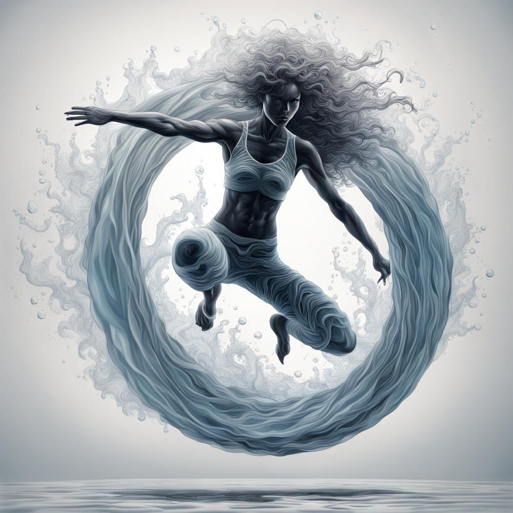 Acrobat Jumps Through Ring of Water