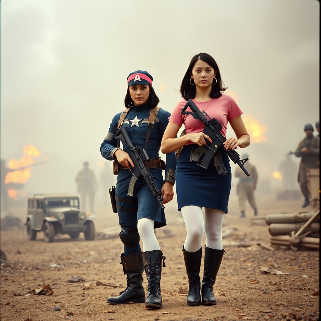 Captain America and Author on Battlefield: Cinematic Film St...