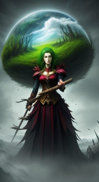 Enraged Mother Nature in Fantastical Landscape