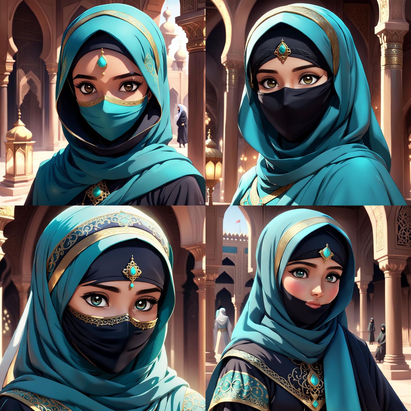 Princess Jasmine in Hijab: Detailed 3D Anime Art