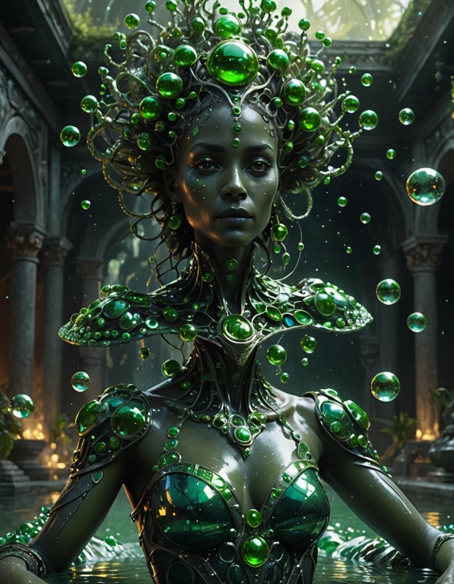 Science Fantasy Goddess Emerges in Baroque Style